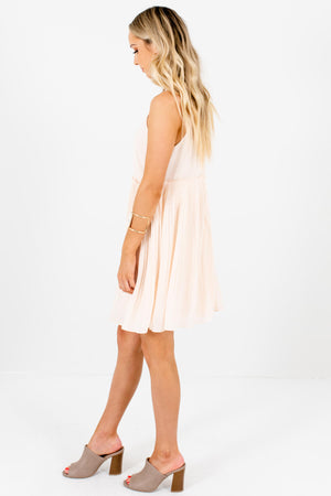 Peachy Cream Boutique Pleated Mini Dresses for Women