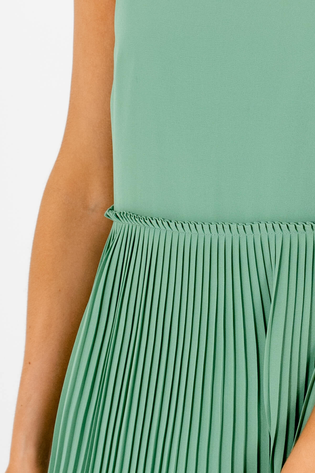Light Green Pleated Mini Dresses with Full Lining and Zipper Back