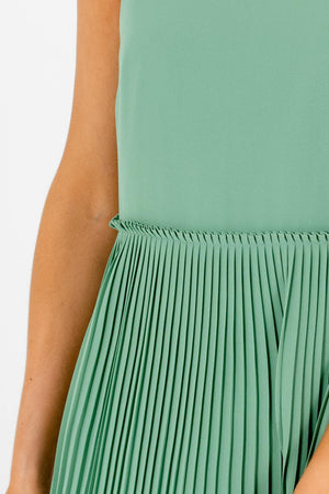 Light Green Pleated Mini Dresses with Full Lining and Zipper Back