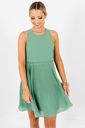 Light Green Cute Pleated Mini Dresses Affordable Online Boutique