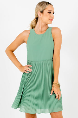 Light Green Pleated Mini Dresses Affordable Online Boutique