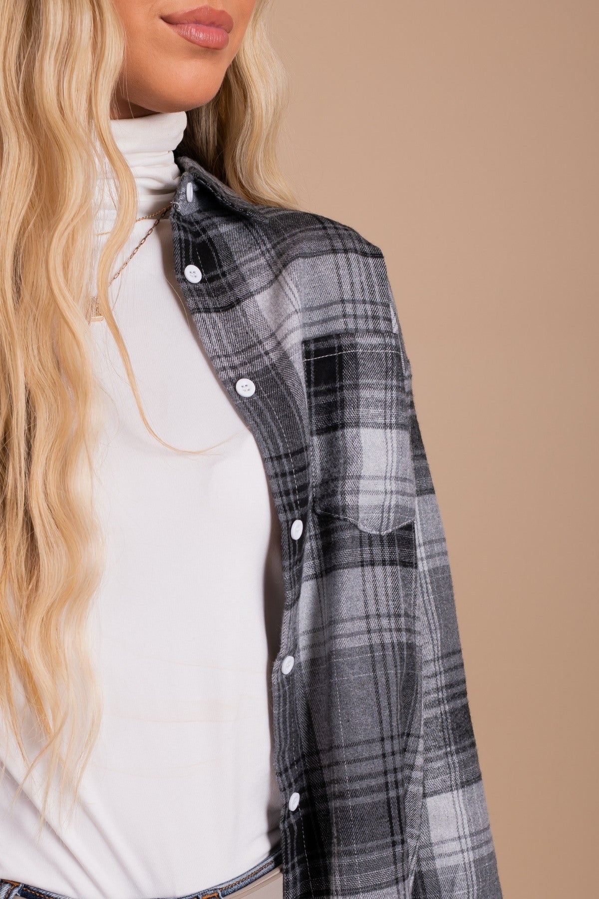 Gray Plaid Top for Women