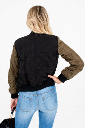 Black Green Quilted Bomber Jackets Affordable Online Boutique