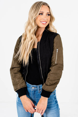 Black Olive Green Boutique Quilted Bomber Jackets