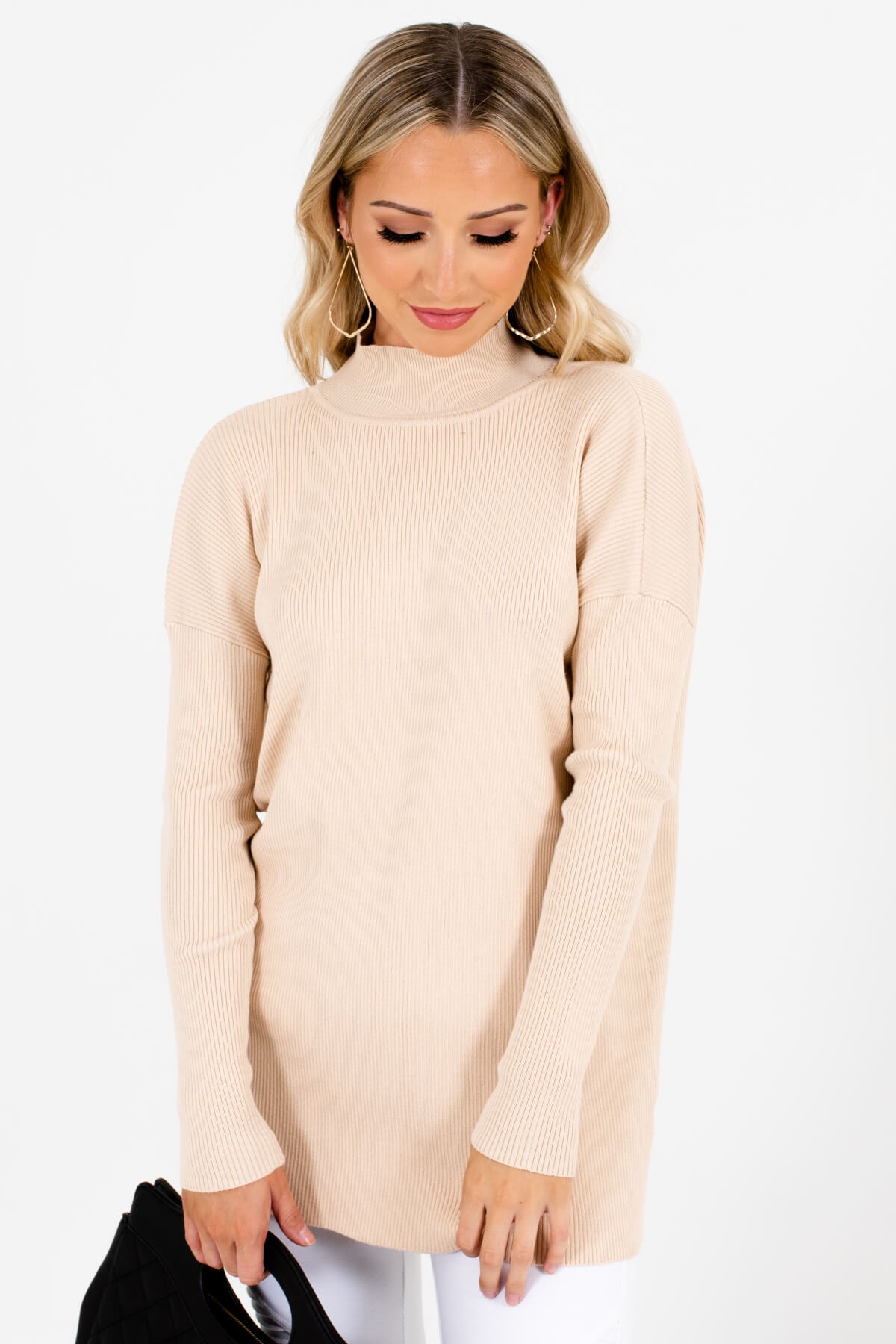 Women’s Beige Long Sleeve Boutique Sweater