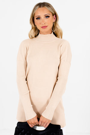 Beige Open Back Style Boutique Sweaters for Women