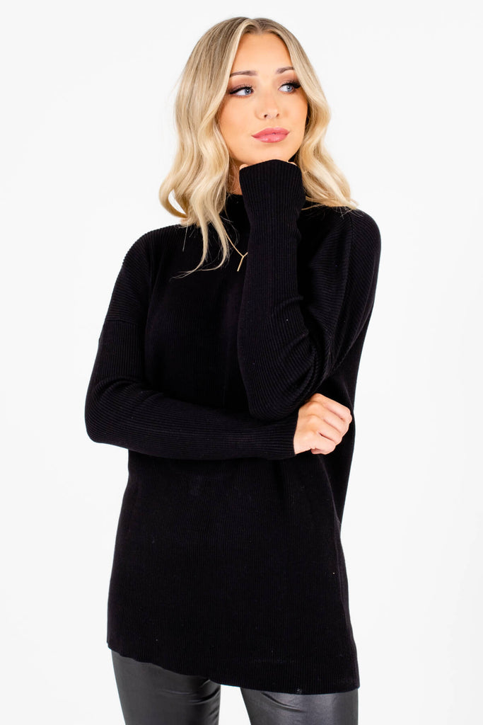 Forever Always Black Open Back Sweater Boutique Sweaters