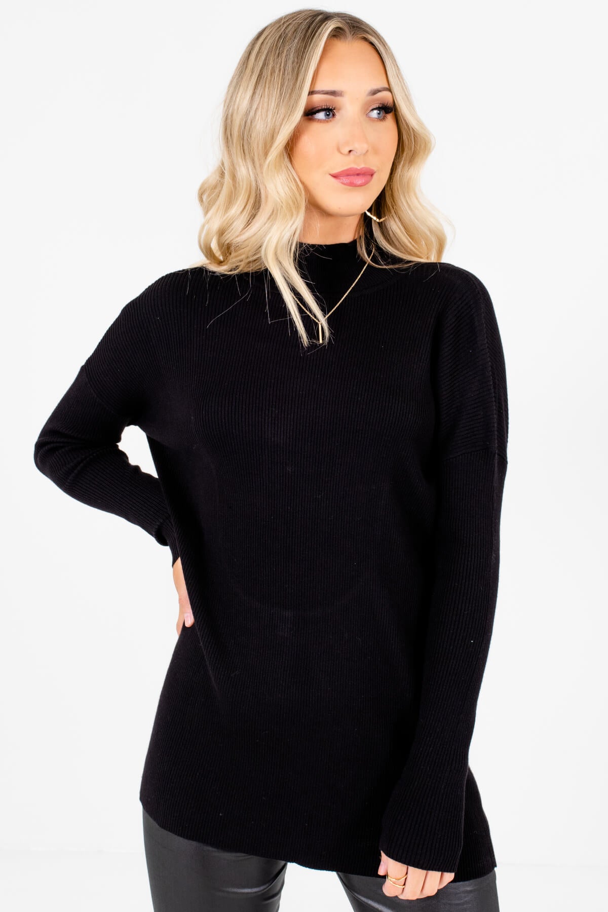 Black Open Back Style Boutique Sweaters for Women