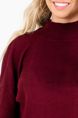 Forever & Always Burgundy Open Back Sweater | Boutique Sweater - Bella ...