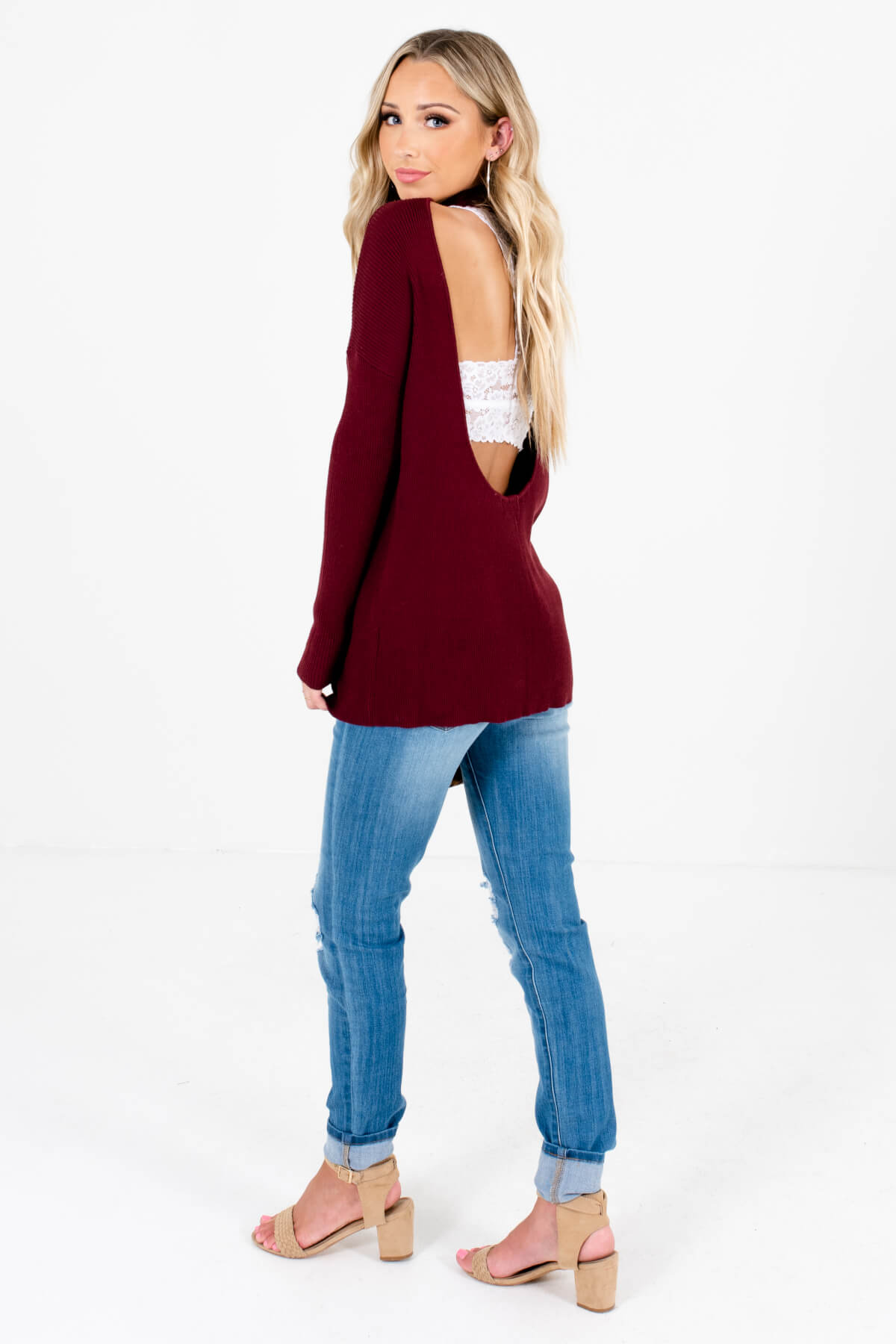 Burgundy Cute and Comfortable Boutique Sweaters for Women