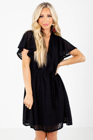 Black Wrap Style Bodice Boutique Mini Dresses for Women