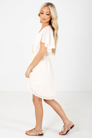 Women's Cream Flutter Sleeve Boutique Mini Dress