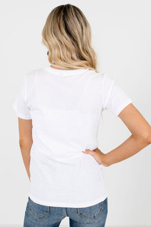 Women's White Casual Everyday Boutique T-Shirts