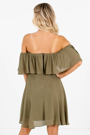 Women's Olive Green Fully Lined Boutique Mini Dress
