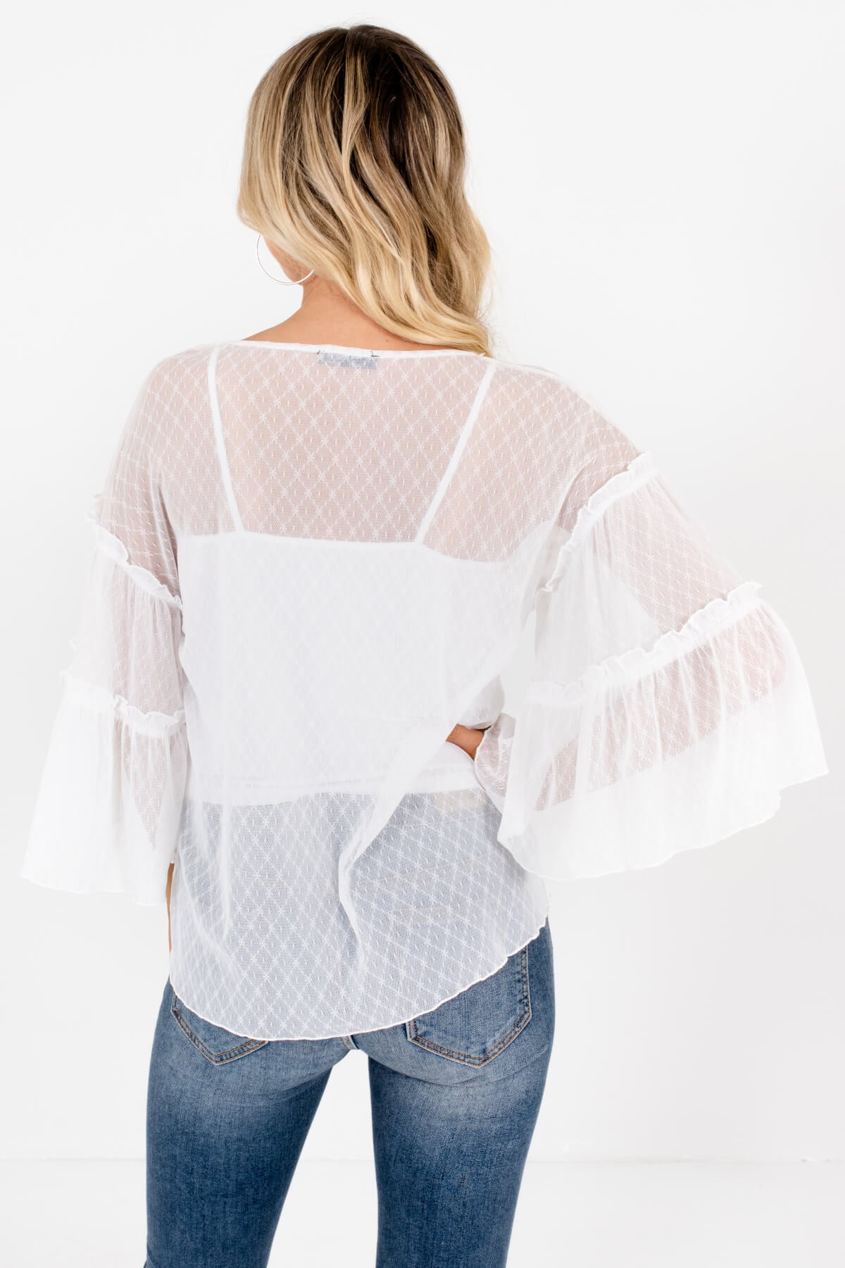 White Sheer Mesh Daisy Tops Affordable Online Boutique