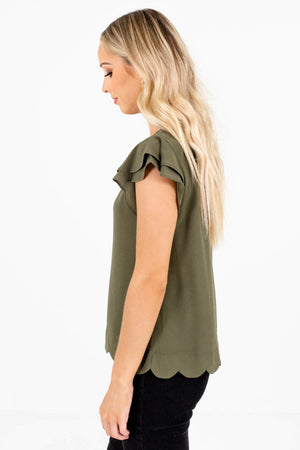 Women's Olive Green Cute and Comfortable Boutique Blouses