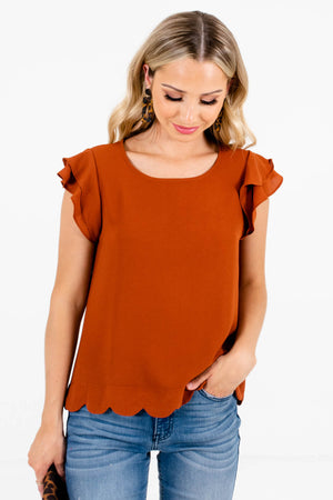 Rust Orange Cute and Comfortable Boutique Blouses for Women
