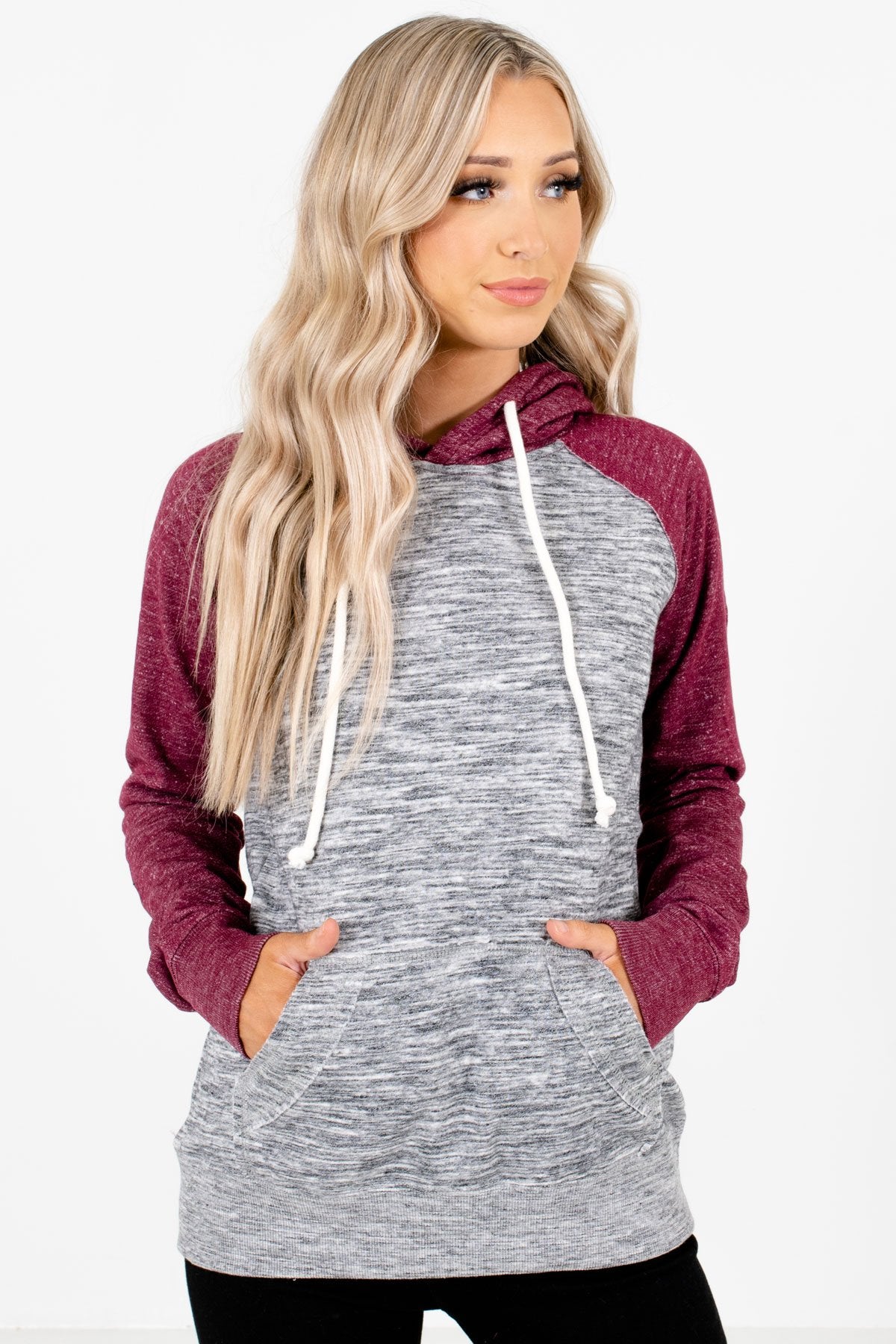 Burgundy Cute and Comfortable Boutique Hoodies for Women