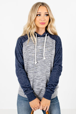 Navy Blue Cute and Comfortable Boutique Hoodies for Women