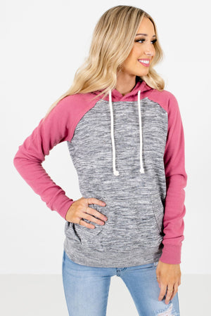 Pink and Gray High-Quality Boutique Hoodies for Women