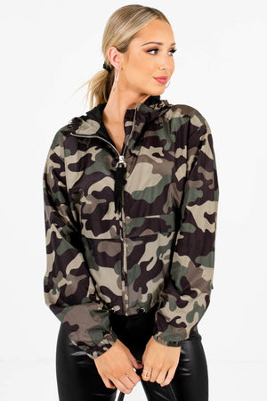 Green Camo Lightweight High-Quality Boutique Windbreakers for Women