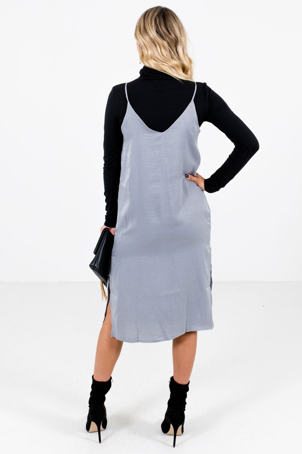 Women's Slate Gray Knee-Length Boutique Dress