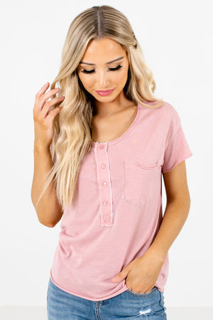 Pink Raw Hem Boutique Tops for Women
