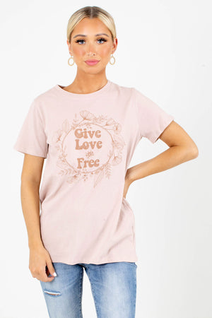 Pink Floral Graphic Boutique Tees for Women