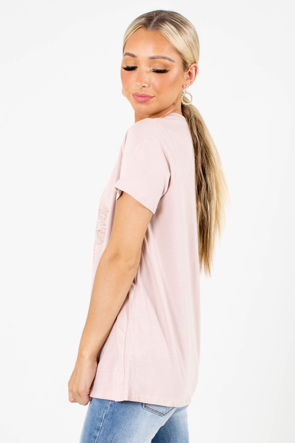 Pink Casual Everyday Boutique Graphic T-Shirts for Women
