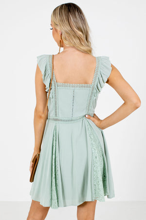 Women's Green Square Neckline Boutique Mini Dress