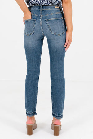 Women's Medium Wash Blue Denim Contrasting Stripe Boutique Jeans