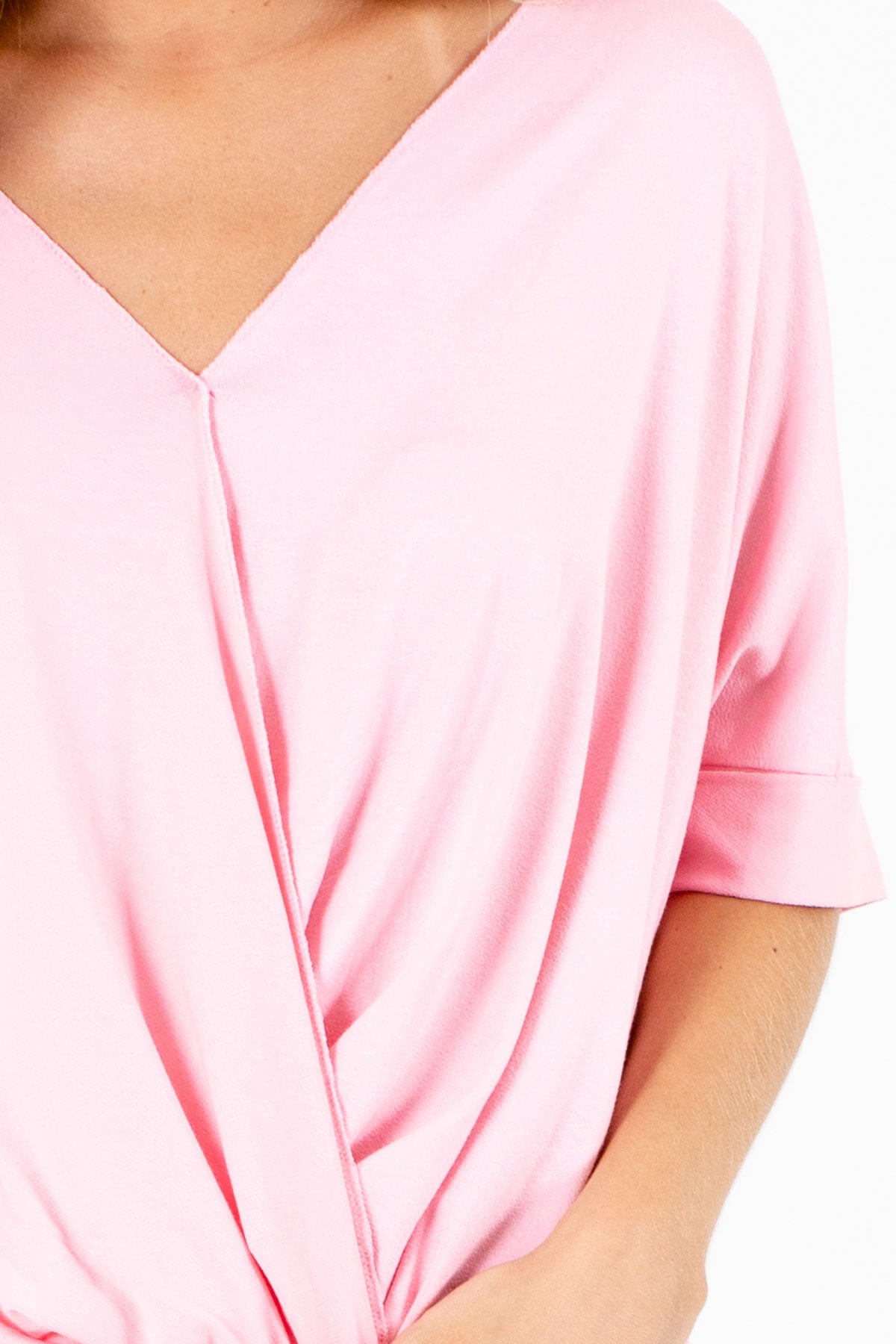 Women's Wrap Style Pink Blouse from Bella Ella Boutique