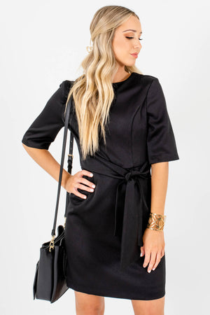 Women's Black High-Quality Glowing Material Boutique Mini Dress