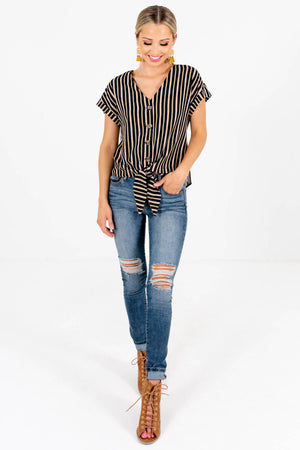Navy Olive and Rust Striped Women's Fall and Winter Boutique Clothing