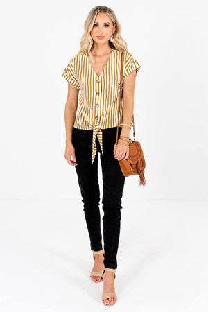 White Olive and Rust Striped Women's Fall and Winter Boutique Clothing