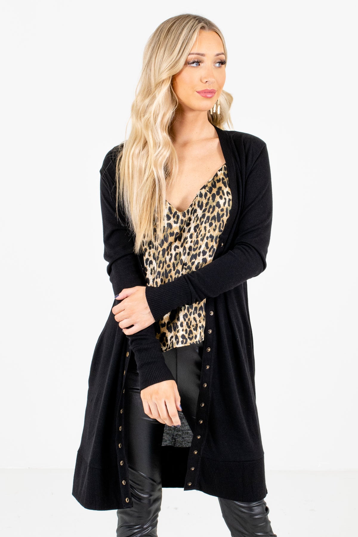 Black Boutique Cardigans with Pockets for Women