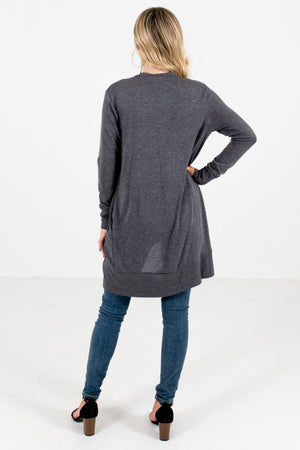 Women's Charcoal Gray High-Quality Boutique Cardigan