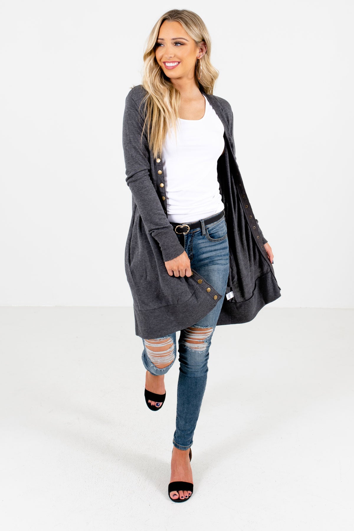 Women's Charcoal Gray Warm and Cozy Boutique Clothing