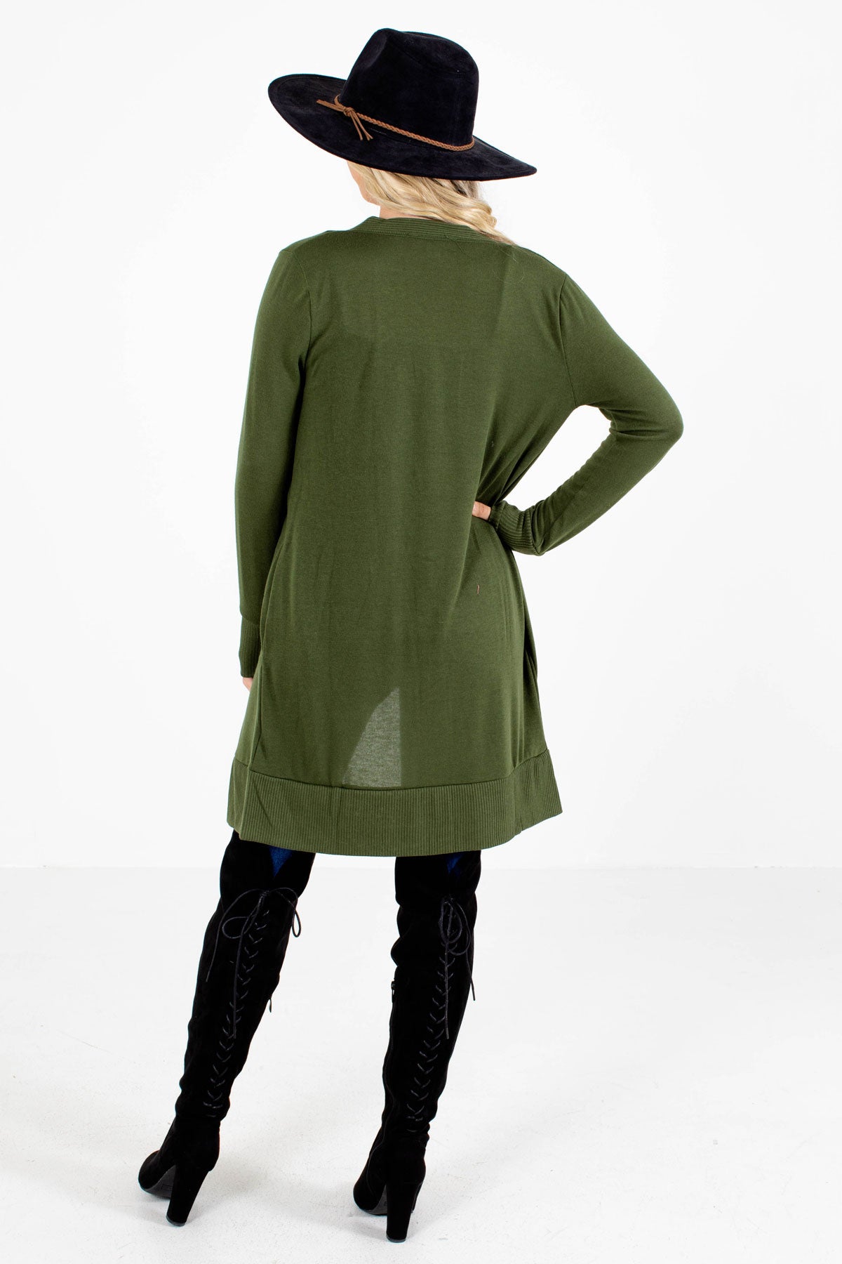 Women's Green Long Sleeve Boutique Cardigans