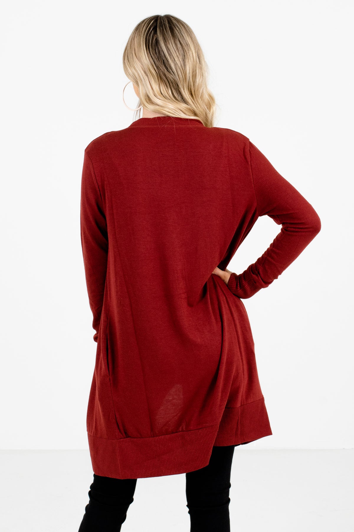 Women's Rust Red High-Quality Boutique Cardigan