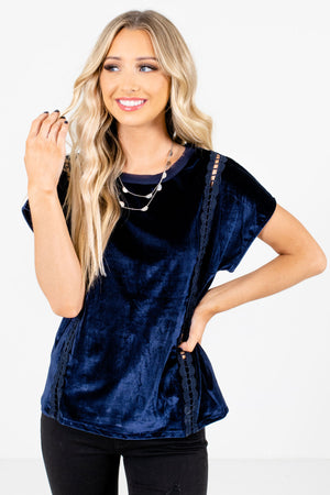 Women's Navy Blue Casual Everyday Boutique Tops
