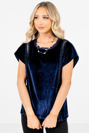 Women's Navy Blue Date Night Outfit Boutique Tops