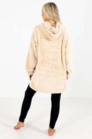 Women's Beige Drawstring Hood Boutique Hoodie