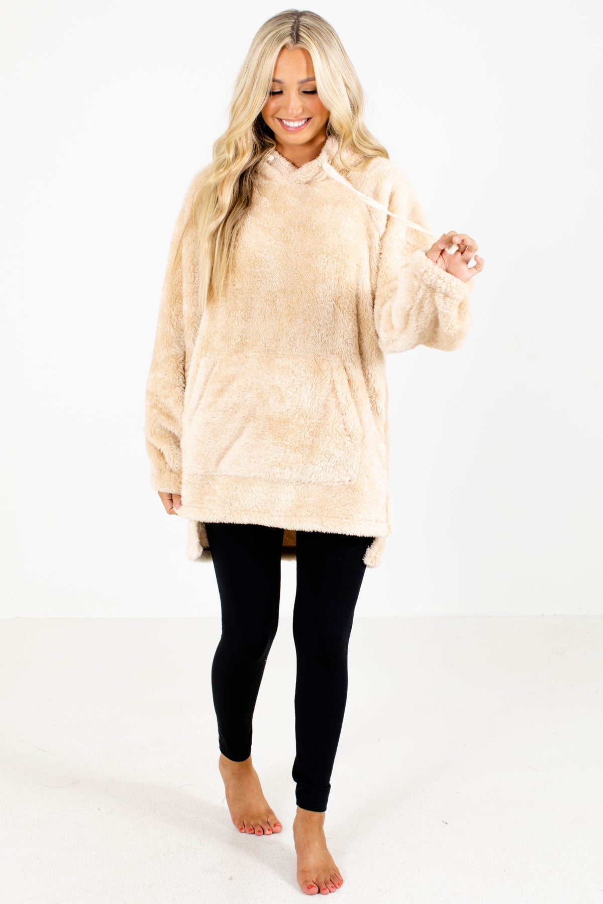 Beige Cute and Comfortable Boutique Hoodies for Women