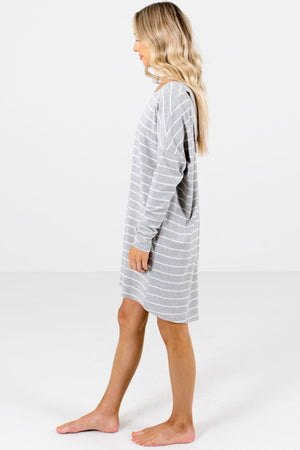 Heather Gray Long Sleeve Boutique Mini Dresses for Women