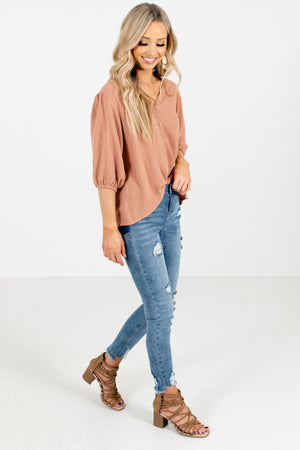 Muted Orange Cute and Comfortable Boutique Blouses for Women
