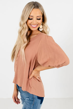 Muted Orange High-Low Hem Boutique Blouses for Women