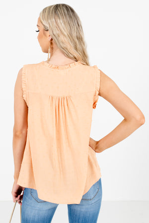 Women's Orange Lightweight High-Quality Material Boutique Blouse