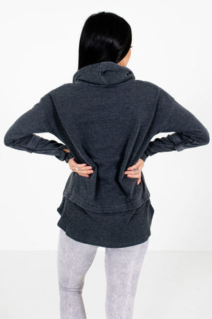 Women's Charcoal Gray High-Low Hem Boutique Active Hoodie