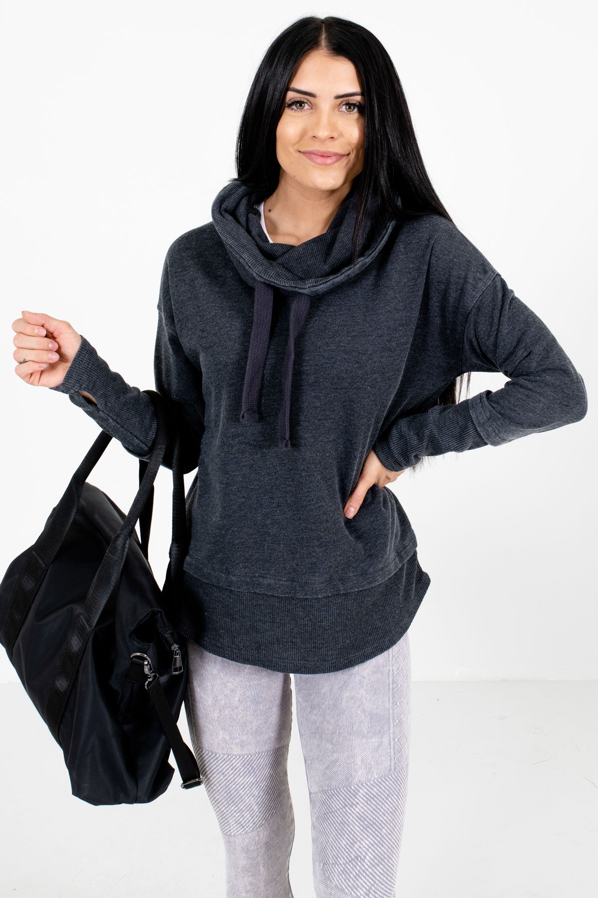 Women's Warm and Cozy Charcoal Gray Active Hoodie